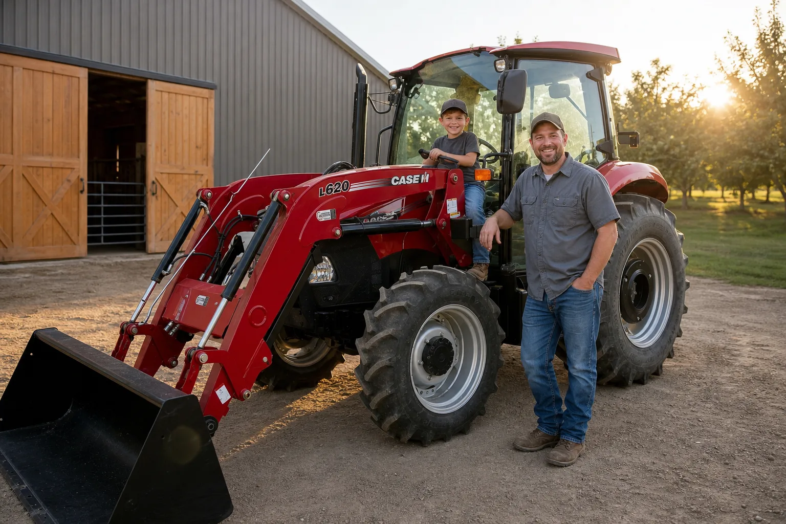 Family with Case IH Farmall