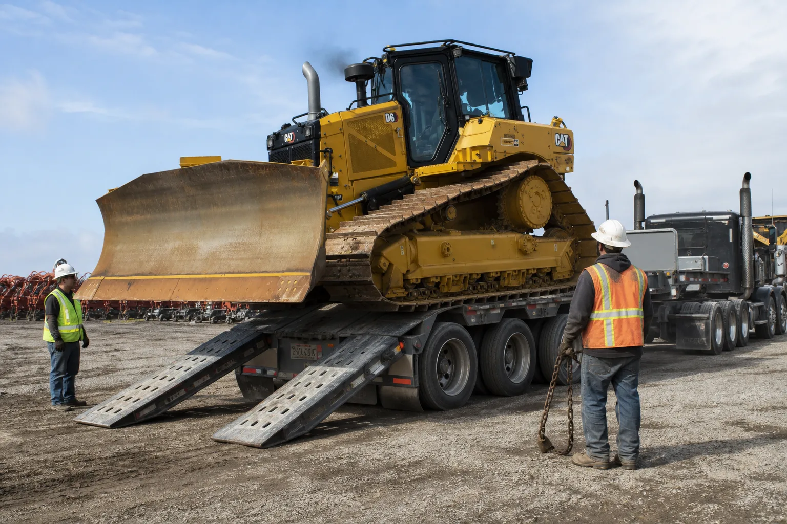 Cat D6 onto Lowboy