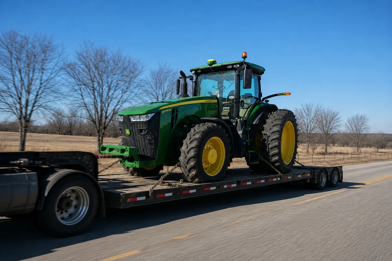 John Deere 8245R in Transit